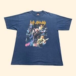 Vintage Y2K Def Leppard Euphoria 2000 World Tour T-Shirt Giant Navy Blue Mens XL